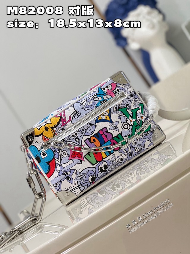 LV專櫃2023新款Mini Soft Trunk手袋 M82008對版 路易威登描繪動物圖案方形盒子包 dn1455